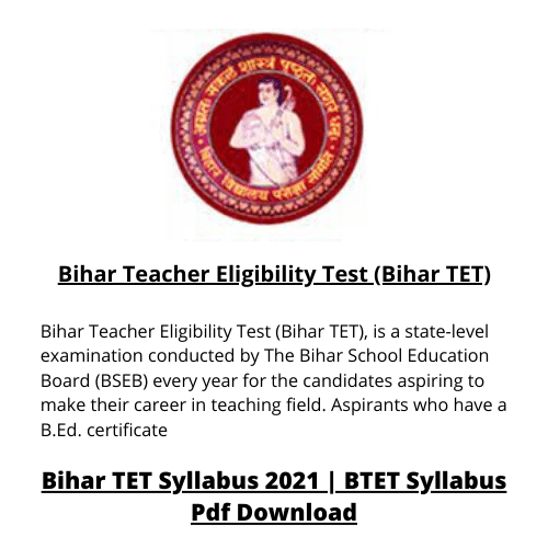 Bihar Teacher Eligibility Test (Bihar TET)