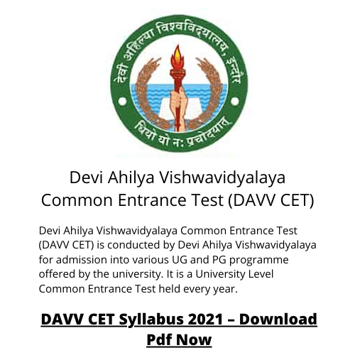 DAVV CET Syllabus 2021 - Download Pdf Now