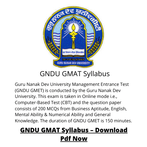 GNDU GMAT Syllabus