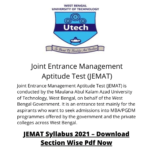 JEMAT Syllabus 2021 - Download Section Wise Pdf Now - SYLLABUS DEKHO