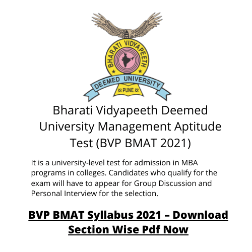 Bharati Vidyapeeth Deemed University Management Aptitude Test (BVP BMAT 2021)