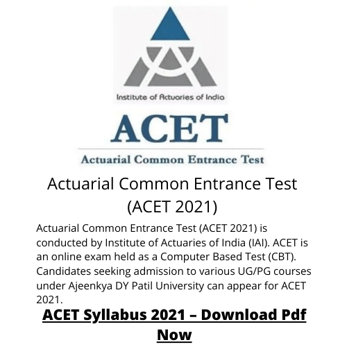 Actuarial Common Entrance Test (ACET 2021)