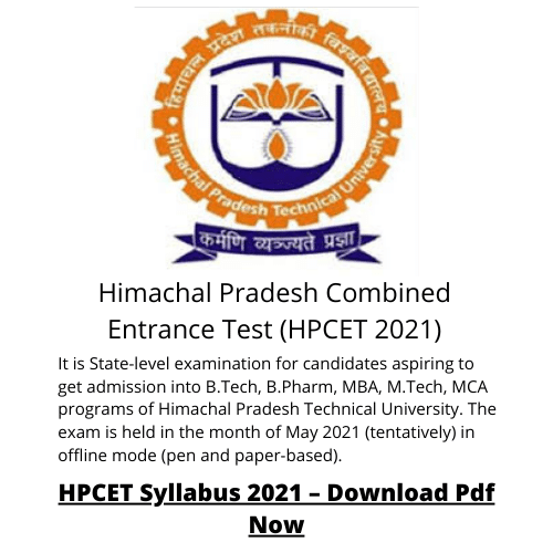 Himachal Pradesh Combined Entrance Test (HPCET 2021)