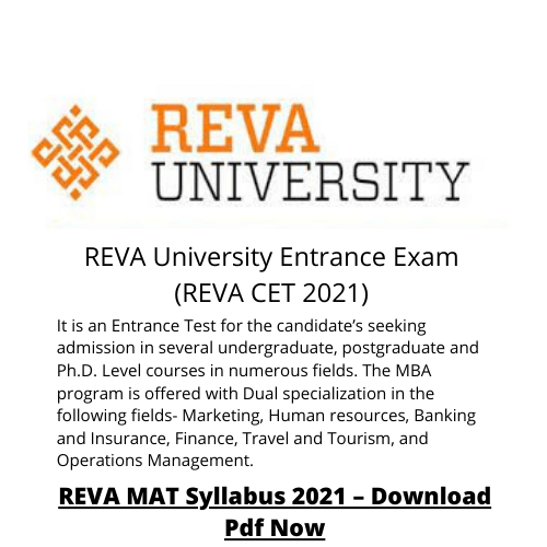 REVA University Entrance Exam (REVA CET 2021)